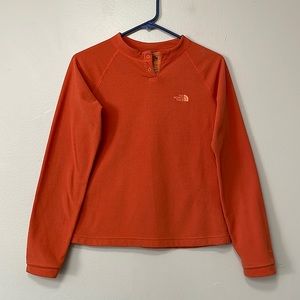 The North Face classic orange fleece pullover. Size small